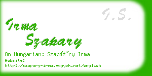 irma szapary business card